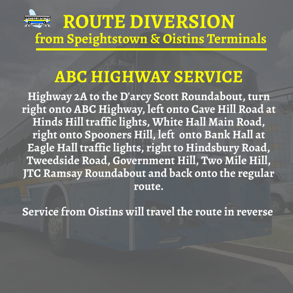 Route Diversions Effective August 01, 2022 Transport Board